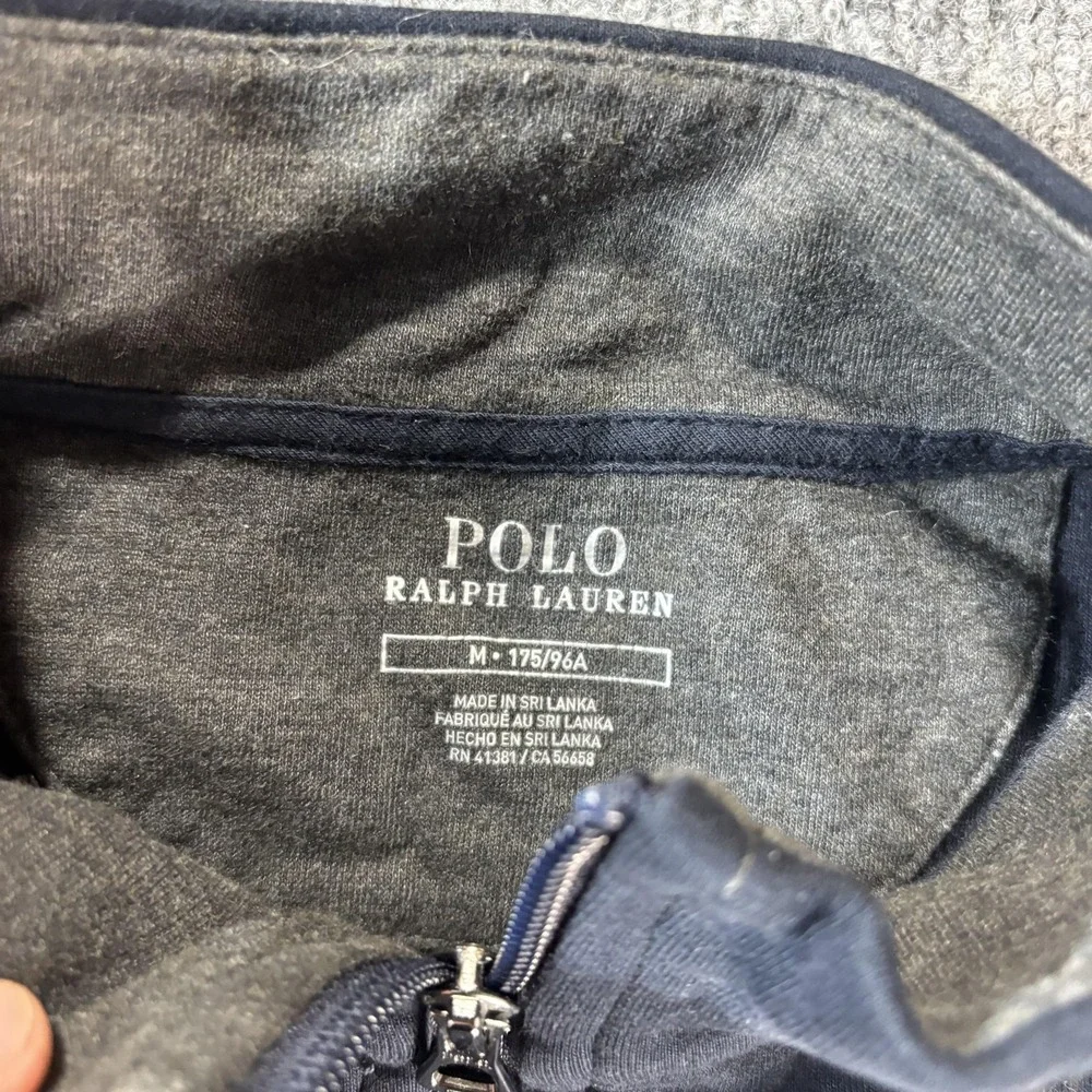 Polo Ralph Lauren Sweatshirt Mens Medium‎ Blue 1/4 Zip Mock Neck Pullover Logo